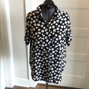 Anthropologie black white polka dot top